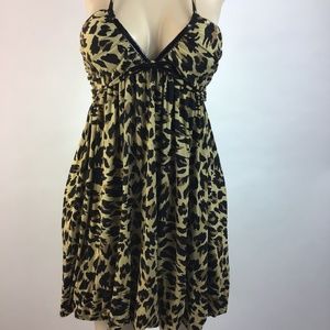 Vintage Y2K Betsey Johnson bubble hem halter dress cheetah print festival size 2